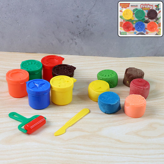 Khyati Frisky Dough Set – 6 Colour Modelling Clay with Roller & Cutter