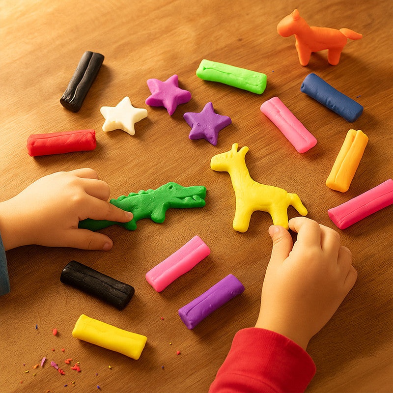 Khyati Frisky Dough Bucket – 10 Colour Modelling Clay Set with Shape Cutter