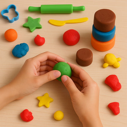 Khyati Frisky Dough Set – 6 Colour Modelling Clay with Roller & Cutter