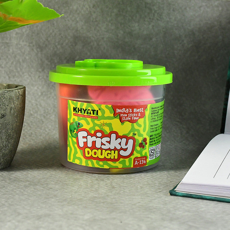 Khyati Frisky Dough Bucket – 10 Colour Modelling Clay Set with Shape Cutter