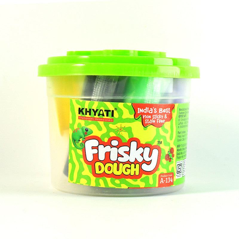 Khyati Frisky Dough Bucket – 10 Colour Modelling Clay Set with Shape Cutter