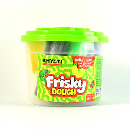 Khyati Frisky Dough Bucket – 10 Colour Modelling Clay Set with Shape Cutter
