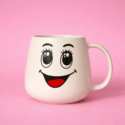 Smiley Face Printed Ceramic Coffee Mug Cute Tea Cup (Design may vary)