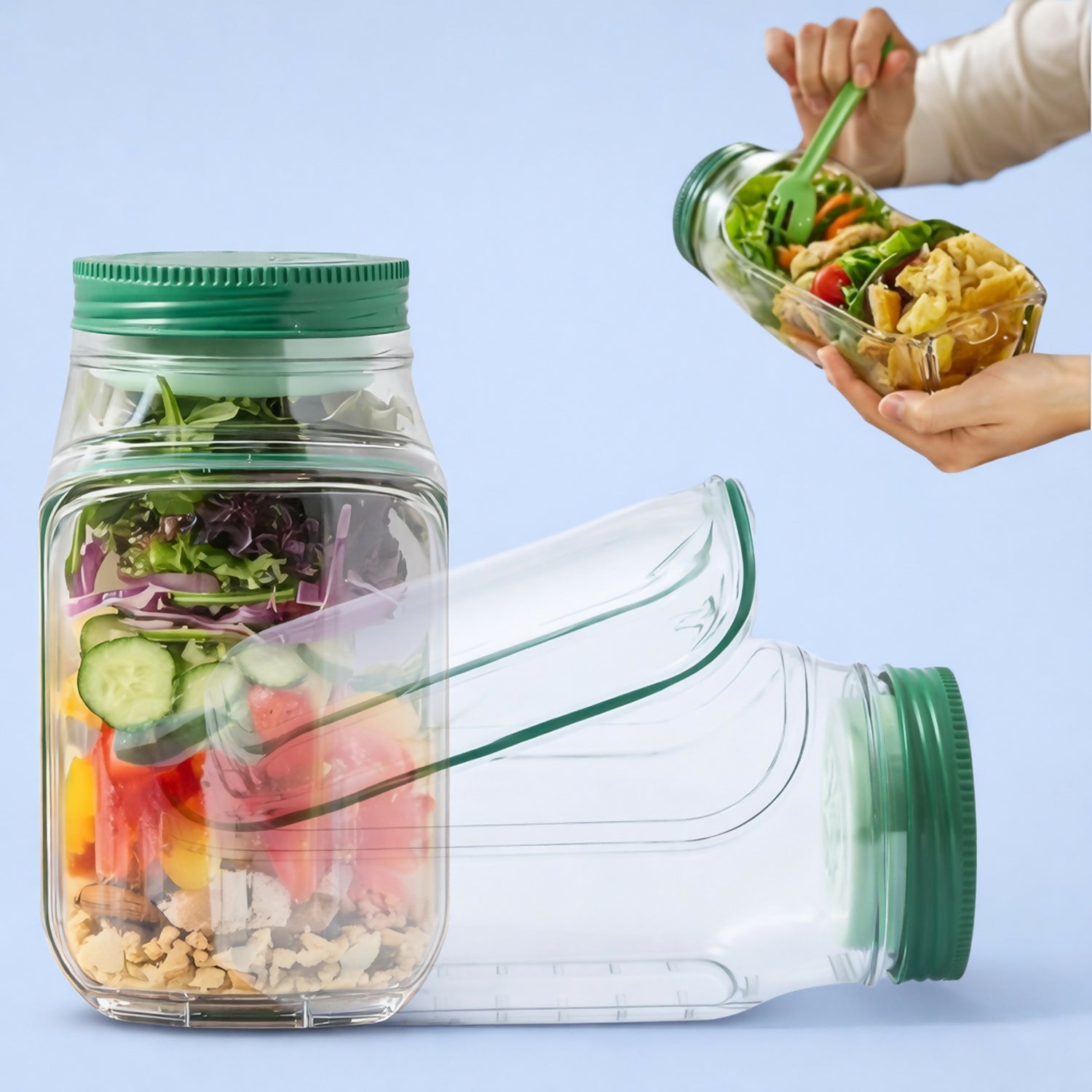 Leakproof Salad Container Jar with Dressing Cup for Office Lunch & Travel