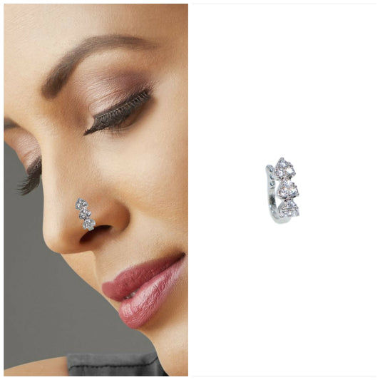 Triple Cluster AD No Piercing Nose Ring Nath