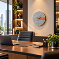 Black Marble Modern Wall Clock | Grey Stone Texture & Wooden Accent Designer Wall Clock