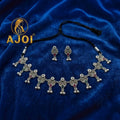 Multicolor Peacock Motif Oxidized Choker Necklace Set with Earrings for Women