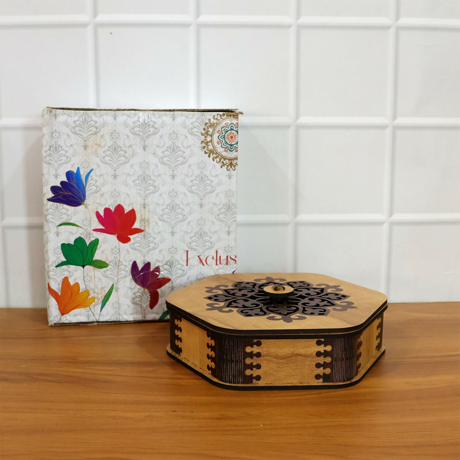 Hexagon Decorative Dry Fruit & Mukhwas Storage Box