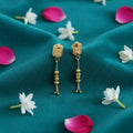 Gold-Plated Jhumka Earrings – Traditional Long Chain Beads Jewelry for Women
