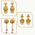 Gold Plated Traditional Earrings Combo Set of 3 for Women