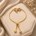 Luxury Italian Gold Infinity Bow Adjustable Bracelet with Multicolor CZ Diamond for Women & Girls