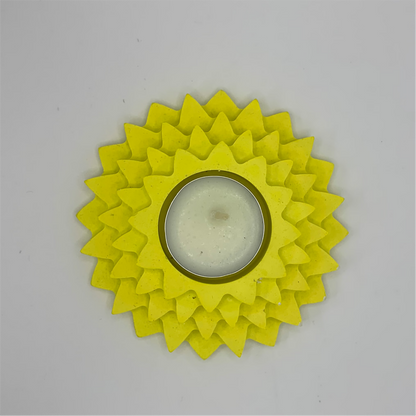Flower 5-Layer Diya yellow tealight candle Elegant Home Decor Handmade.