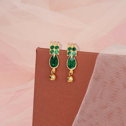 Rose Gold-Tone Bright Green Enamel Leaf Choker with Pearl Drops (Style A)