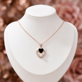 Rose Gold Plated Double Heart Pendant Necklace with Pearl for Women and Girls
