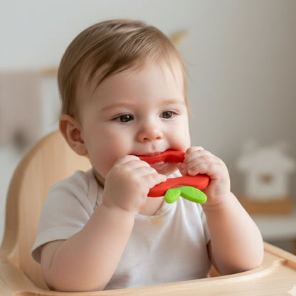 Apple shaped silicone baby teether