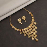 Designer Gold-Plated Filigree Necklace & Earrings Set