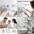 Toothbrush Holder with 8 Slots & 4 Cartoon Cups – Family Organizer