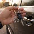 Jai Shri Ram Keychain Silver Metal Devanagari Cutout Design Keyring for Bike Car