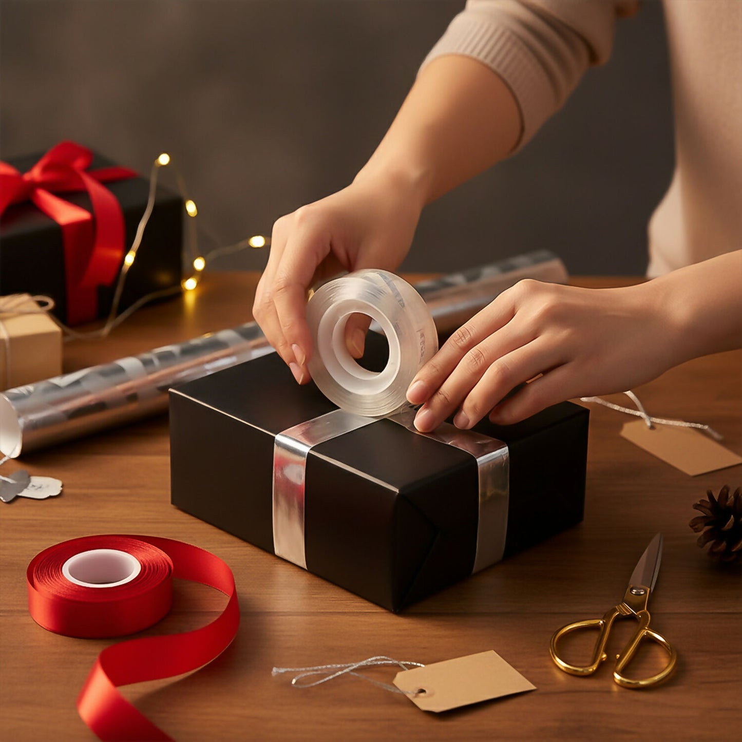 Crystal Clear Cello Tape Transparent Adhesive Packing Tape Rolls (33x18mm/8Pcs)