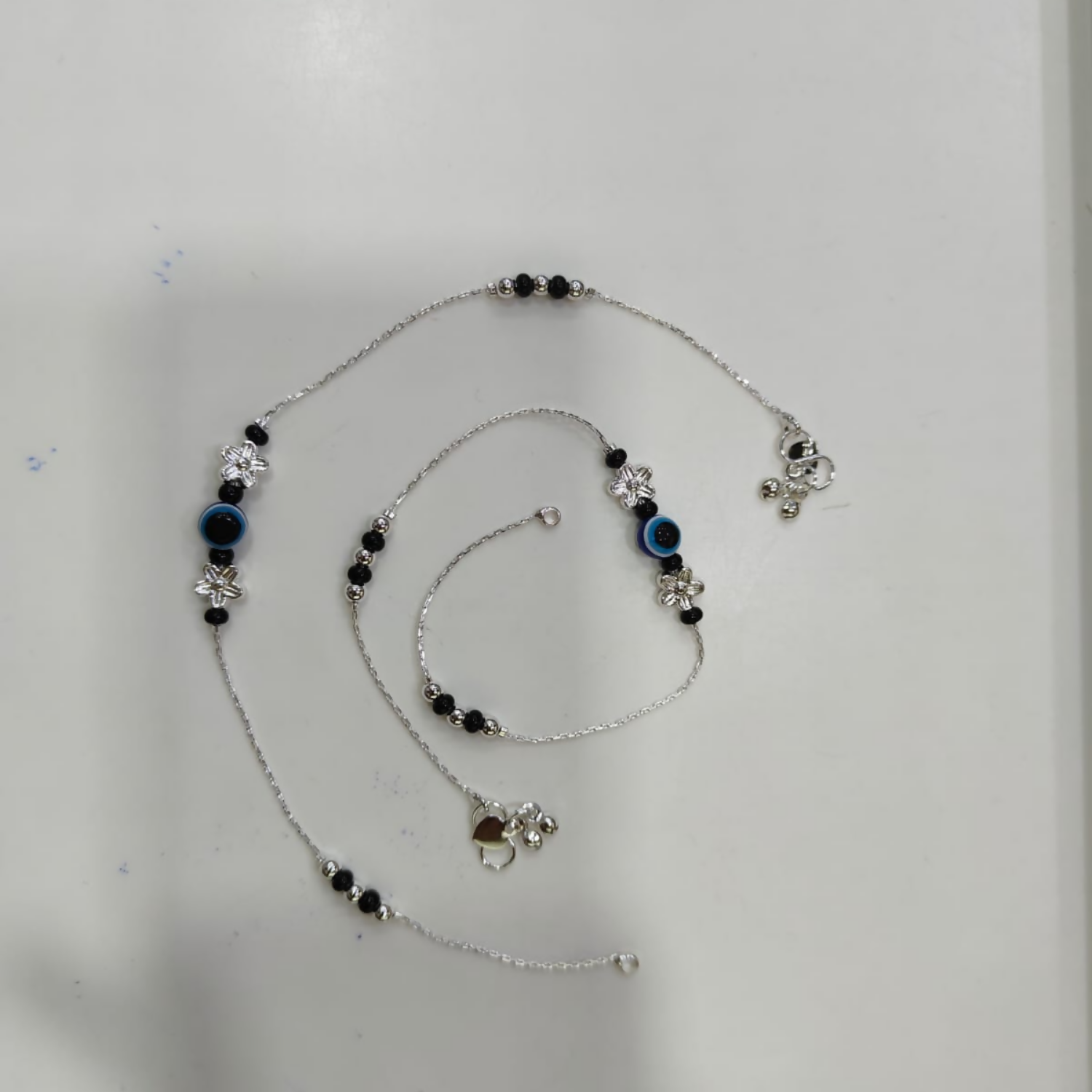 Elegant Evil Eye Silver Payal for Women