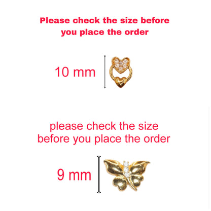 Mini Gold Plated AD Stud Earrings Set: Heart & Butterfly for women & girls Combo Pack of 2