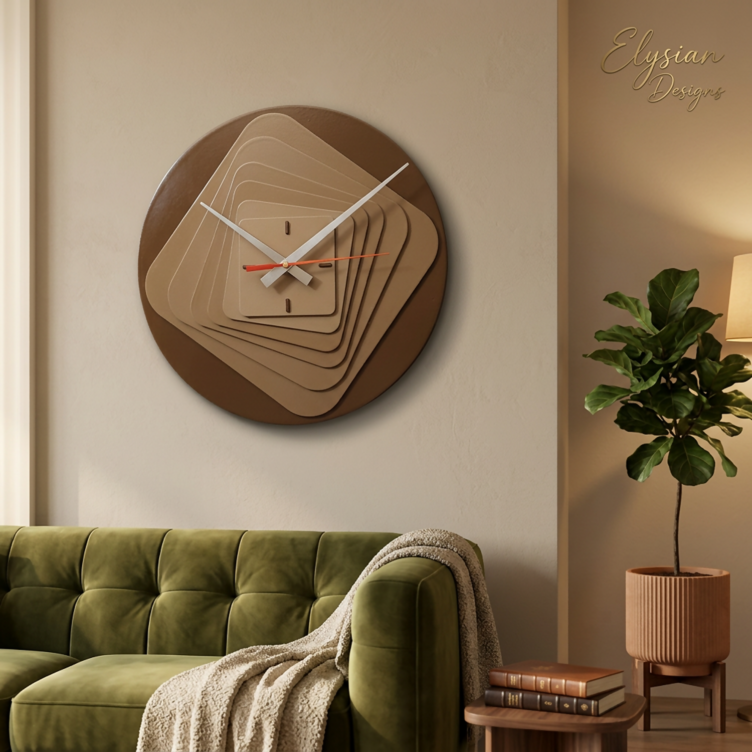 Side angle of 7 Layer Wooden Wall Clock