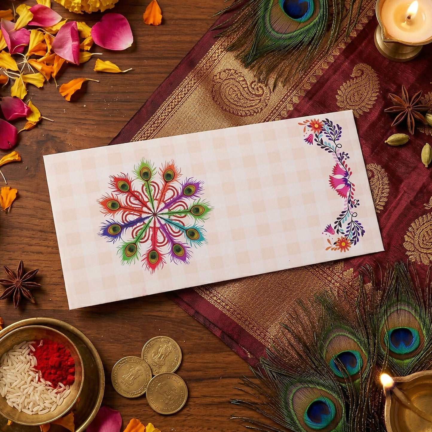 Elegant Wedding Money Envelope Gift Cover with Floral Design Pack of 10