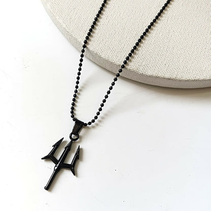 Spiritual Trishul Pendant Necklace on chain close-up