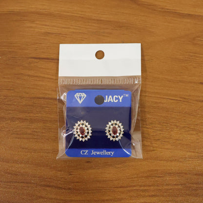 Elegant Red CZ Stone Stud Earrings with Gold Finish for Party, Wedding & Daily Wear