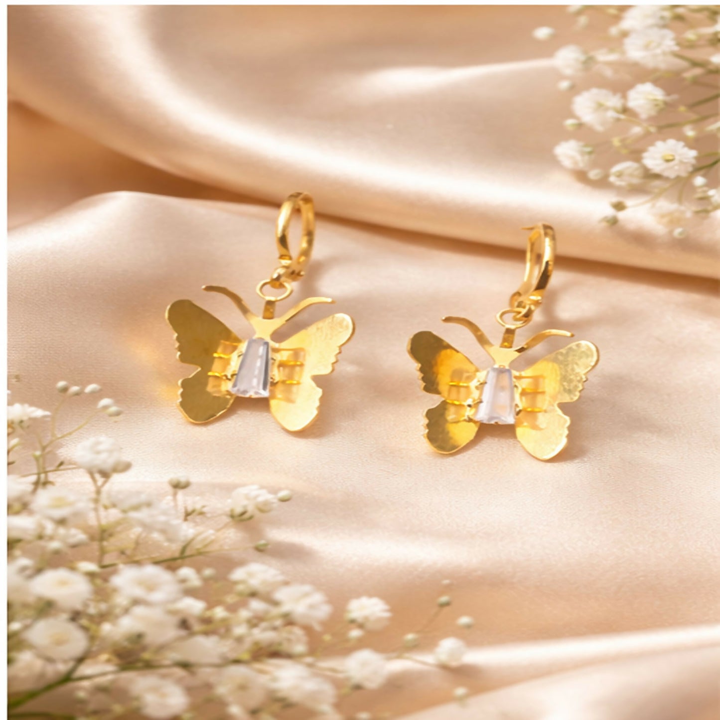 Elegant Golden Butterfly Drop Earrings for Women & Girls | Lightweight Stylish Party Wear Earrings