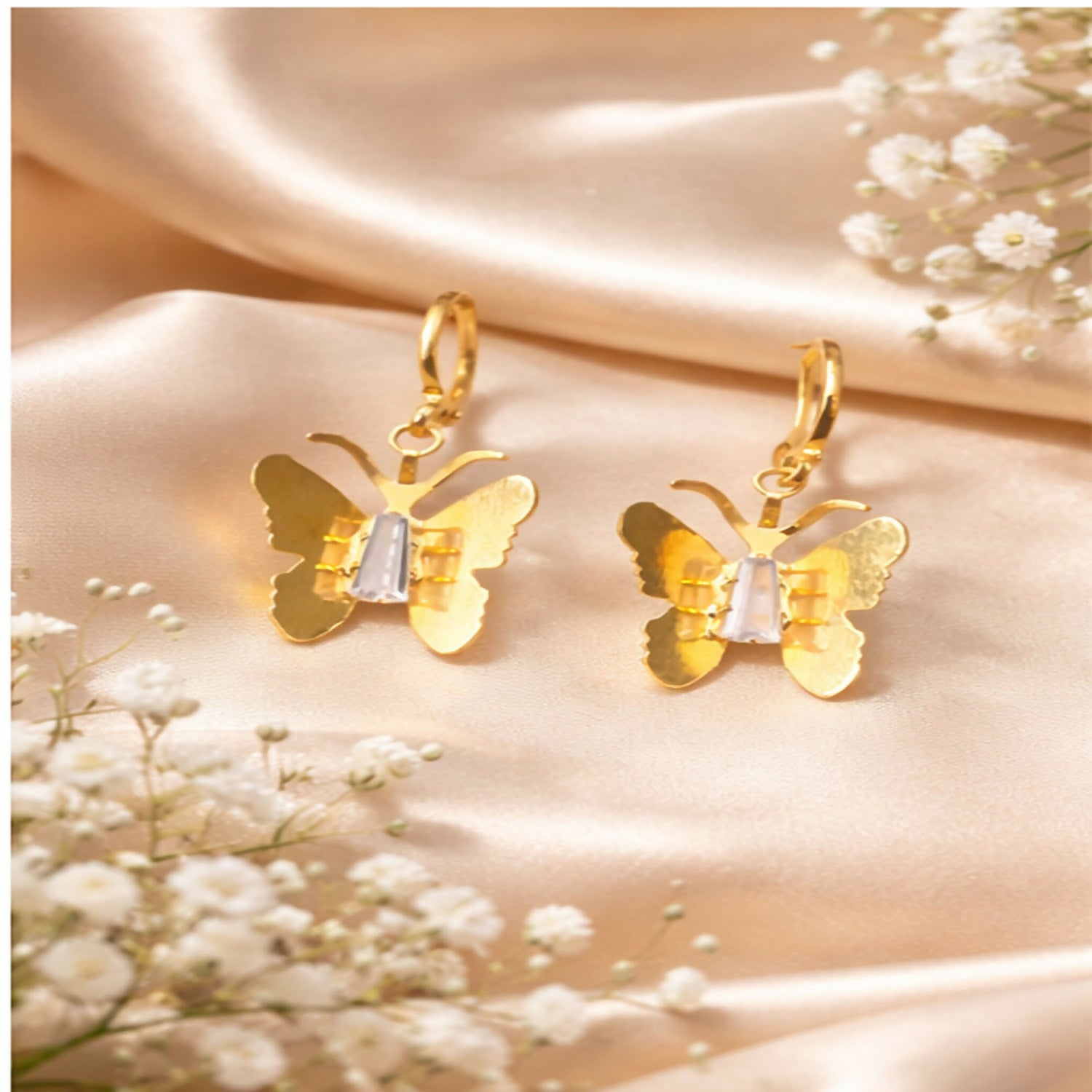 Elegant Golden Butterfly Drop Earrings for Women & Girls | Lightweight Stylish Party Wear Earrings