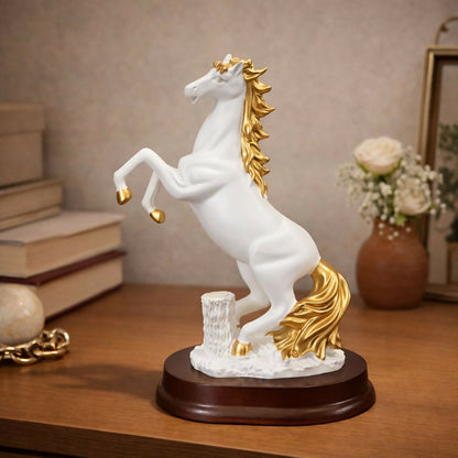 White Elegant Horse Showpiece Statue for Home Decor Tabletop