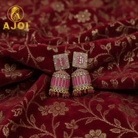 Royal Rose Pink Designer Earrings with Elegant Drop and Stone Embellishment