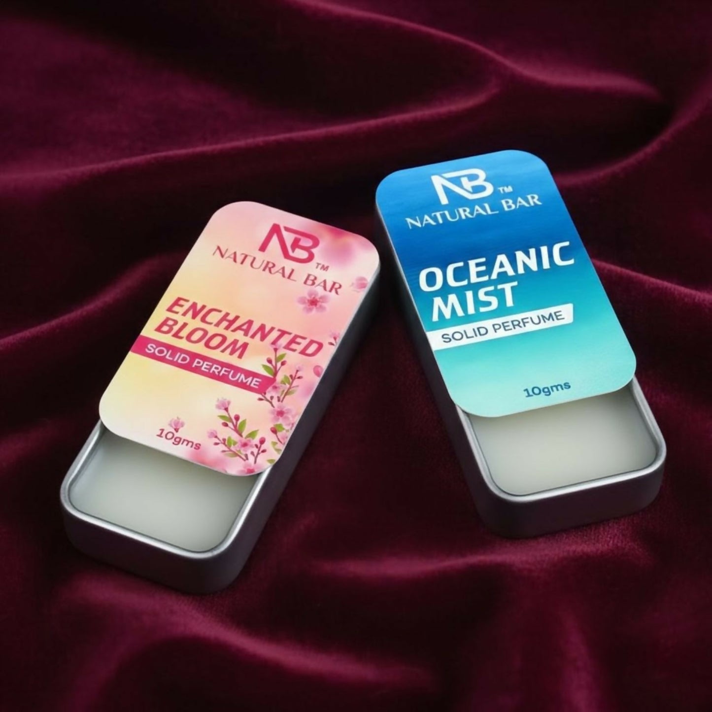 Natural Bar Enchanted Bloom And Oceanic Mist Solid Perfume combo | Alcohol Free Cologne for Men & Women | Strong & Lasting Fragrance | Gifting Set for Him & Her