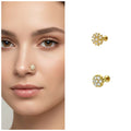 Gold Plated Starburst Nose Pin – Elegant Flat Back Stud Combo Pack