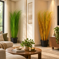 Artificial Grass Plant with Black Pot for Home & Office Decor, 92 cm