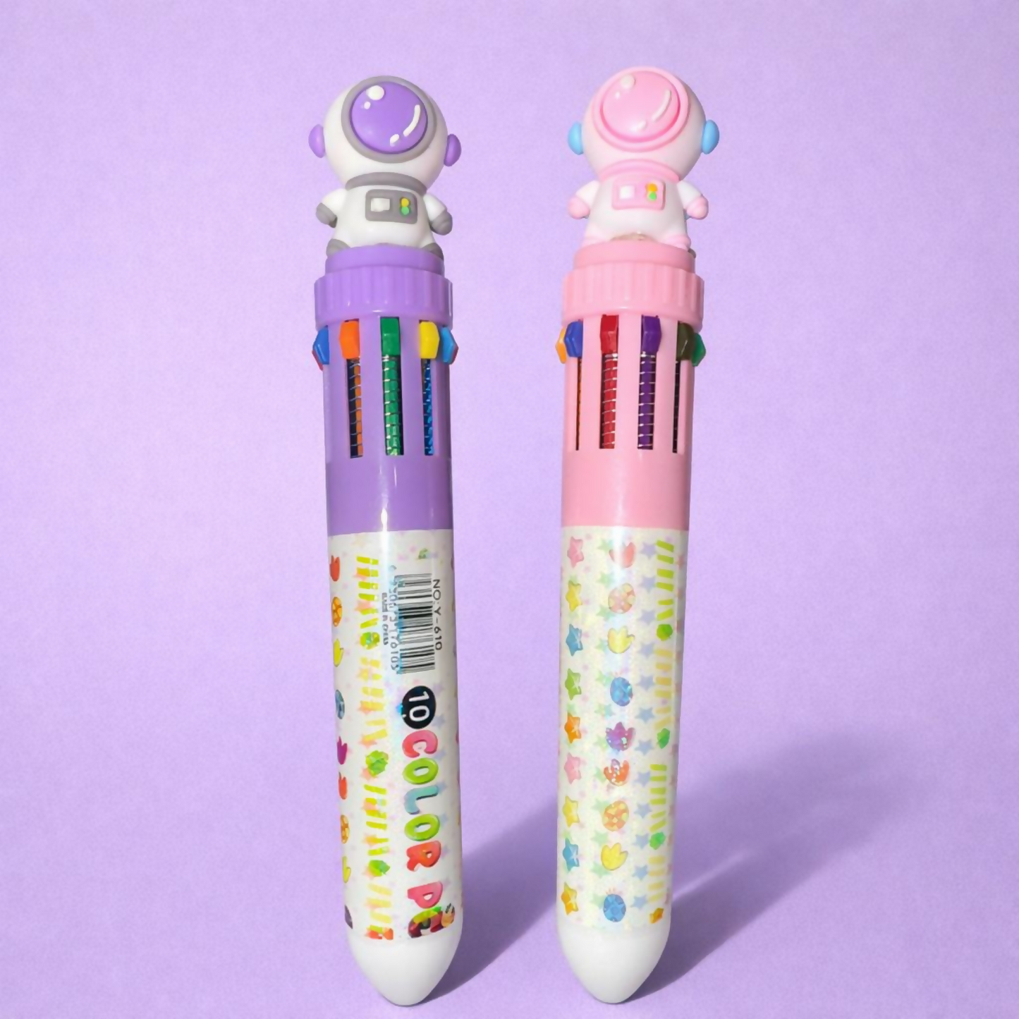 10-in-1 Multicolor Pen for Kids Astronaut Design Pink Purple Color (SET OF 2)