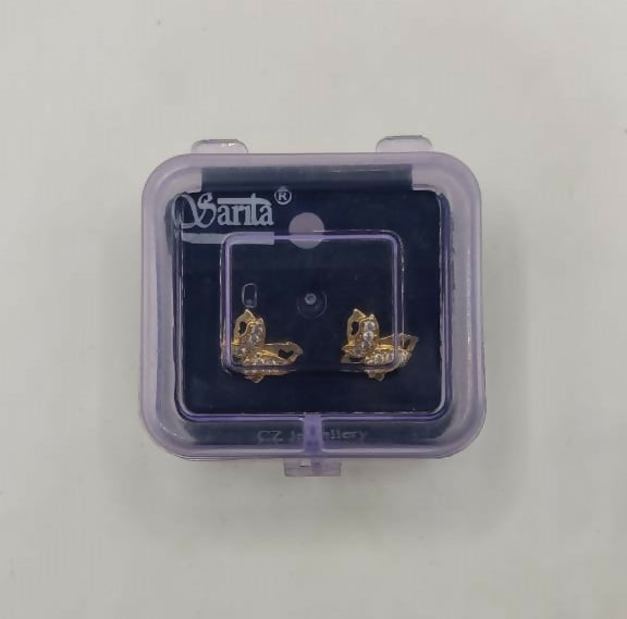 Dainty Gold Butterfly Stud Earrings with AD for women & girls