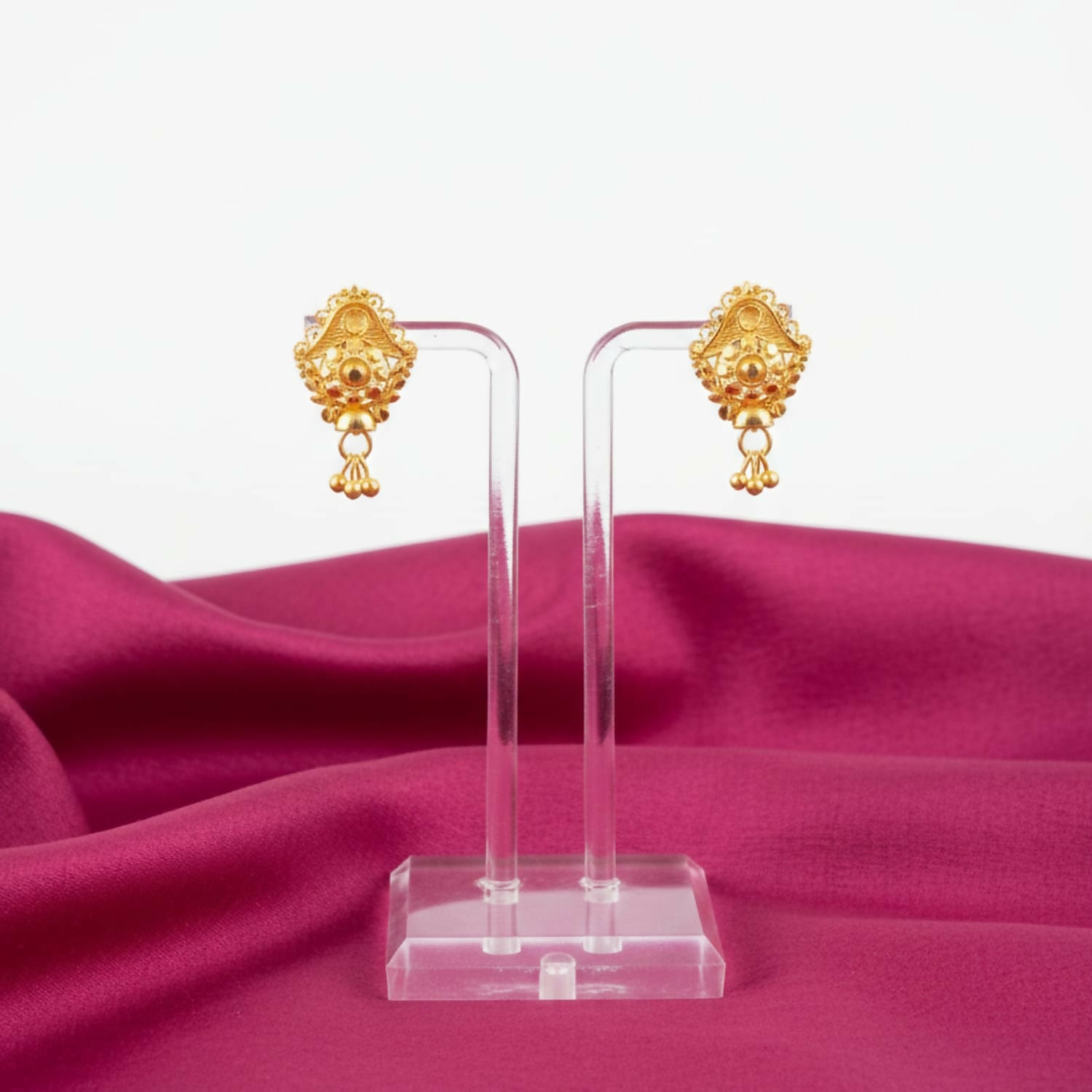 3 Drops Golden Earrings for Women & Girls – Traditional Fancy Jewellery Gift