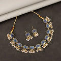 Gold-Toned Green Stone Choker Set – Elegant Ethnic Jewelry