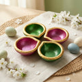 Traditional Painted Diyas with Raised Borders for Diwali Pooja and Festive Home Decoration (4pcs)