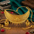 Traditional Gold Plated Necklace Set with Dori and Earrings