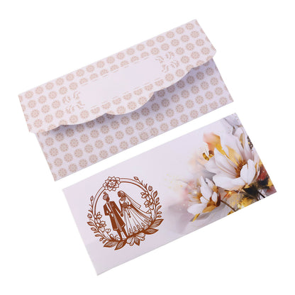 Wedding Theme A4 Size Money & Gift Envelope with Floral Pattern and Scalloped Flap – Pack of 10 Pcs