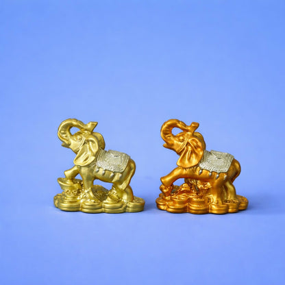 Golden Elephant Showpiece Set of 4 for Home Decor, Wealth & Good Luck
