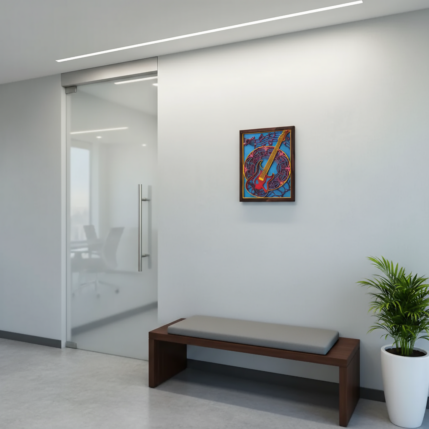 Handcrafted Multi-Layer Wooden Guitar Wall Art – 3D Musical Frame | Artistic Home Decor | Handmade Music Lover’s Wall Hanging for Living Room & Studio