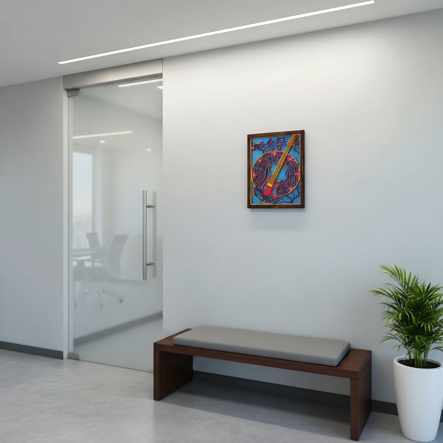 Handcrafted Multi-Layer Wooden Guitar Wall Art – 3D Musical Frame | Artistic Home Decor | Handmade Music Lover’s Wall Hanging for Living Room & Studio