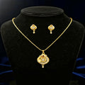 Gold-Plated Pendant Necklace Set – Ruby & Diamond Floral Accents