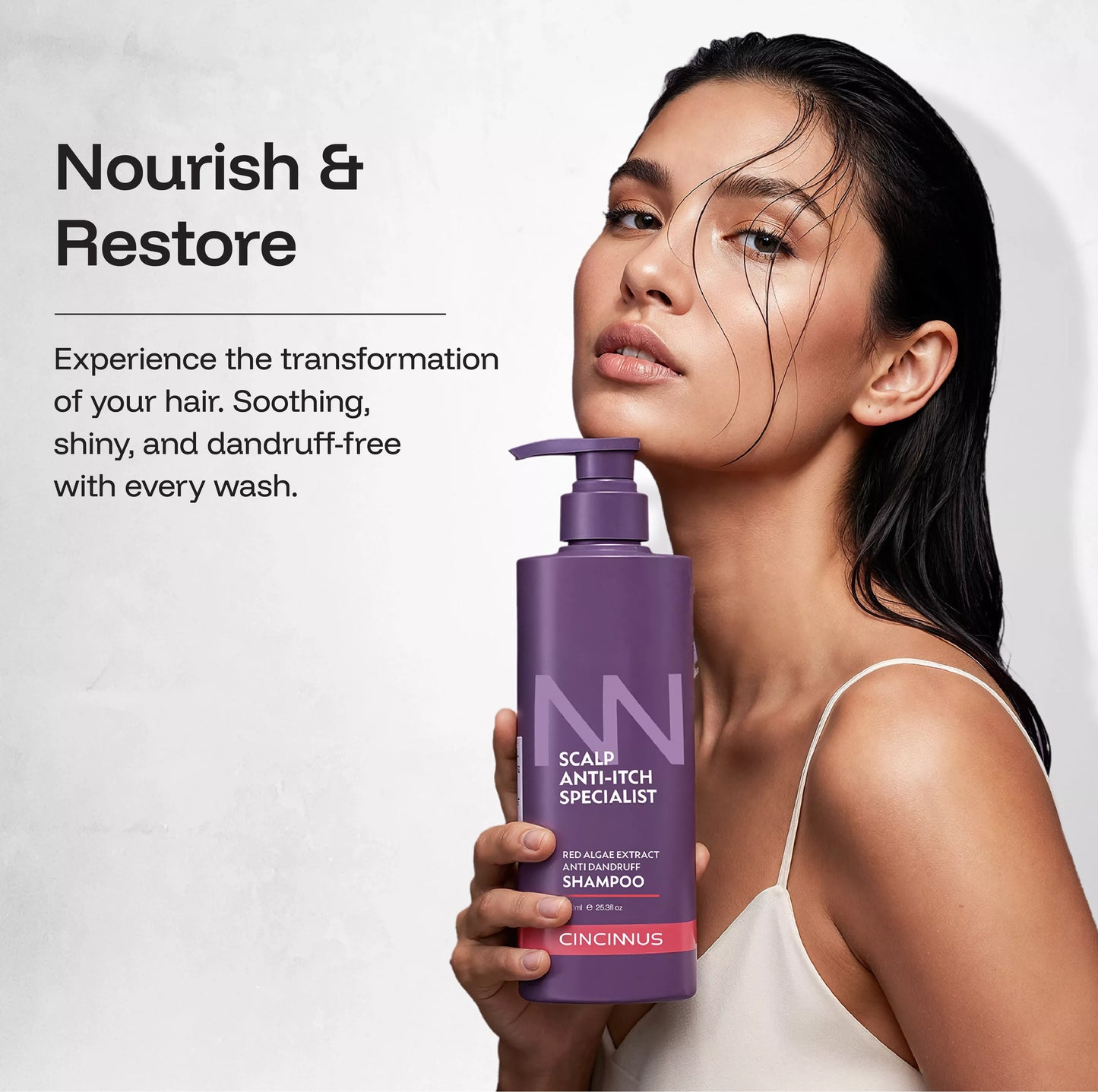 Close-up of anti dandruff shampoo showing gentle cleansing formula