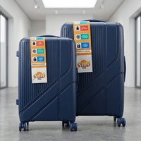SUN POLO Blue Hard Shell Luggage Set with Spinner Wheels & Lock
