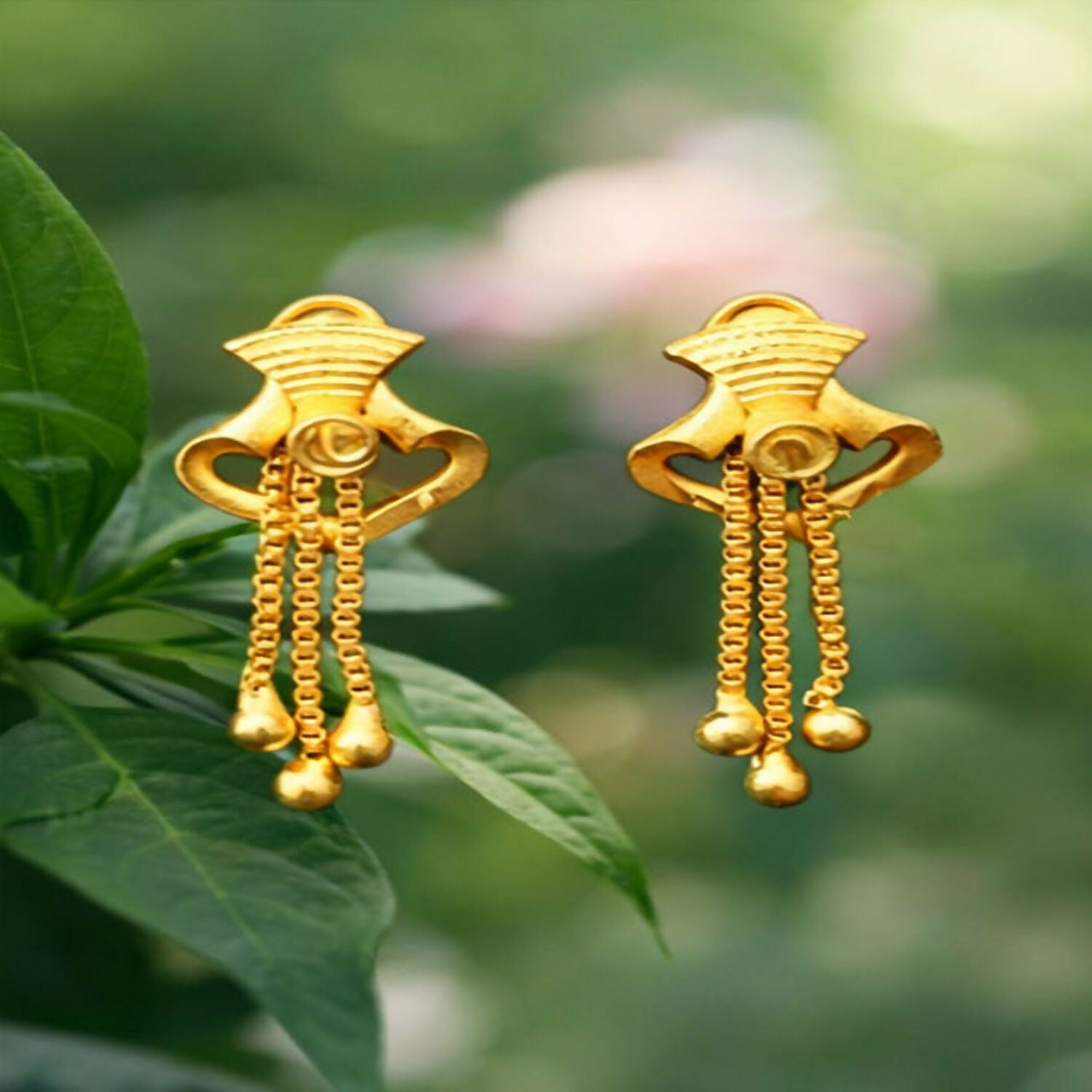 Elegant Golden Drop Earrings for Women & Girls | Lightweight Stylish Party Wear Earrings